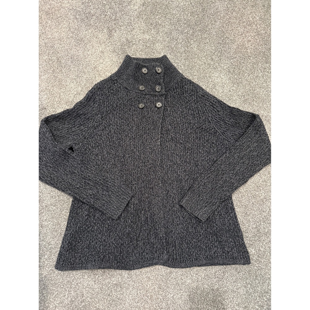 Woolrich‎ Women's Charcoal heritage Button Neck Knit Sweater Pullover Size Large